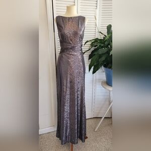 Lauren By Ralph Lauren Dilamana Gathered Sleeveless Evening Gown Sz. 10